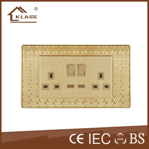 Double 13A switched socket with neon KB6-048