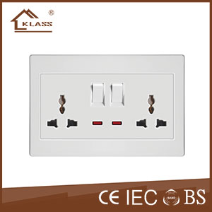 Double switched socket with neon KL3-046