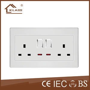 Double 13A switched socket with neon KL3-048