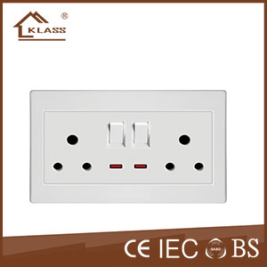 Double 15A switched socket with neon KL3-050