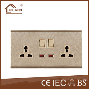 Double switched socket with neon KL7-046