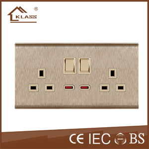 Double 13A switched socket with neon KL7-048