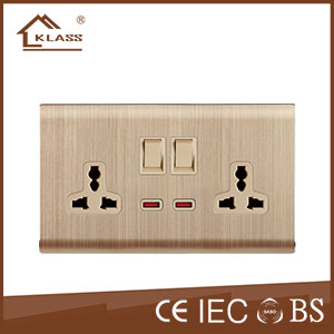 Double switched socket with neon KL6-046