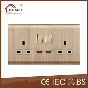 Double 13A switched socket with neon KL6-048