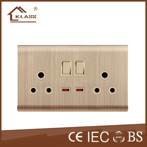 Double 15A switched socket with neon KL6-050