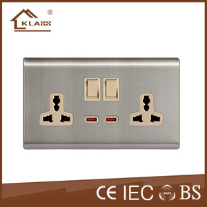 Double switched socket with neon KL5-046