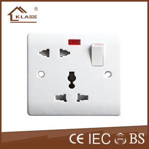13A universal switched socket with neon and 16A socket B1-030