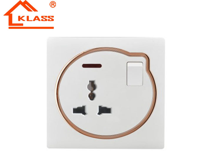 3pin universal switch socket with neon