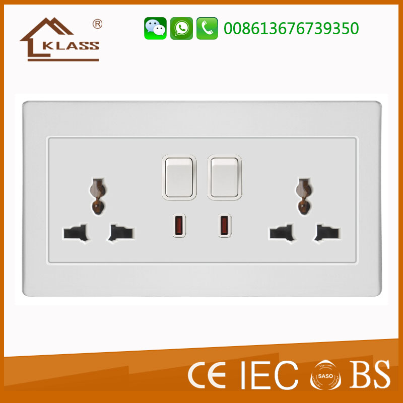 Double switched socket with neon KB12-046